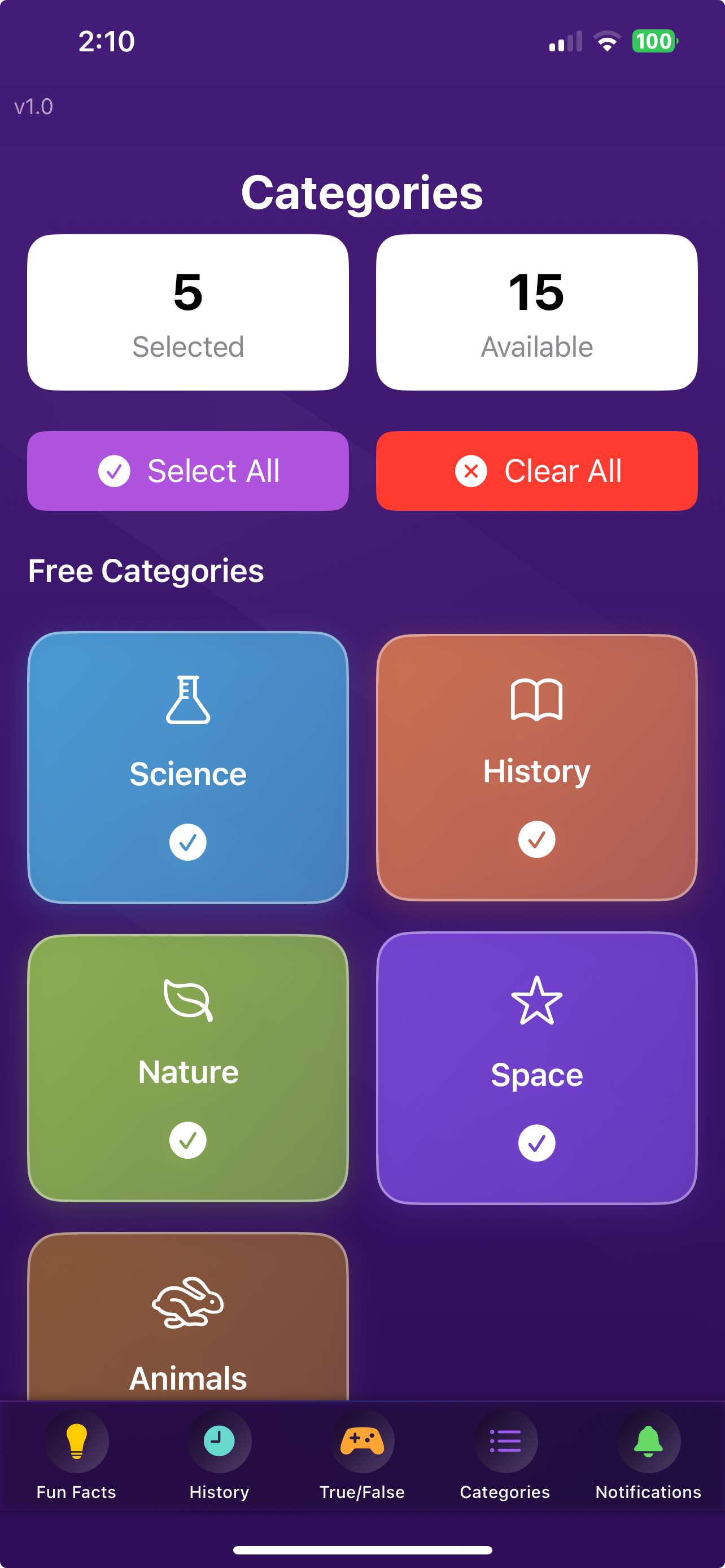 Fun Fact Ninja Premium Categories